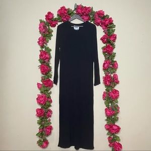 Flax Black & Blue Micro Plaid Textured Midi Dress